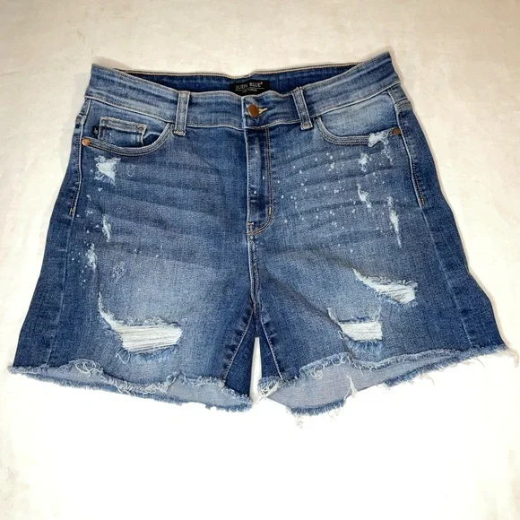 Judy Blue Shorts Distressed Blue Jean Shorts - Picture 2 of 14
